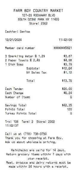 Farm Boy Country Market Receipt Template