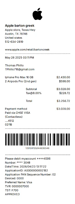 Apple Receipt