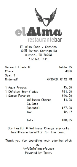 El Alma Receipt Template