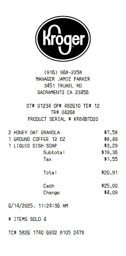 Kroger Receipt Template