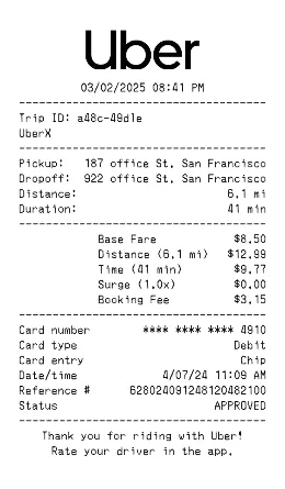 Uber Receipt Template