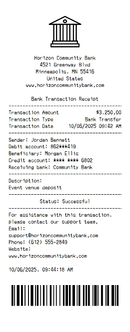 Bank Receipt Template
