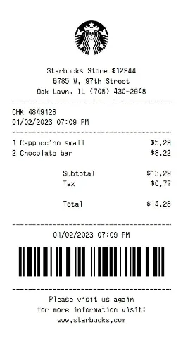 Starbucks Receipt