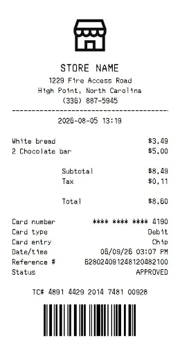 Convenience Store Receipt