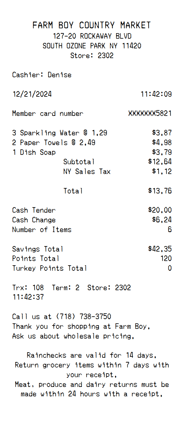 Farm Boy Country Market Receipt Template