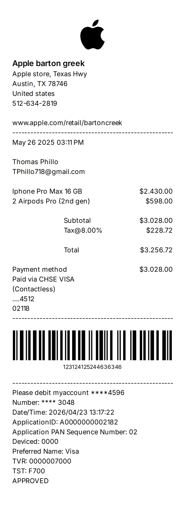 Apple Receipt
