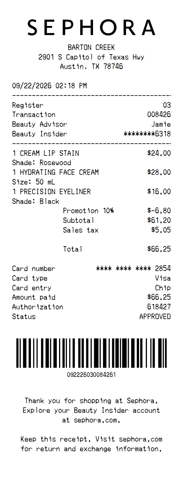 Chick-fill-A Receipt Template