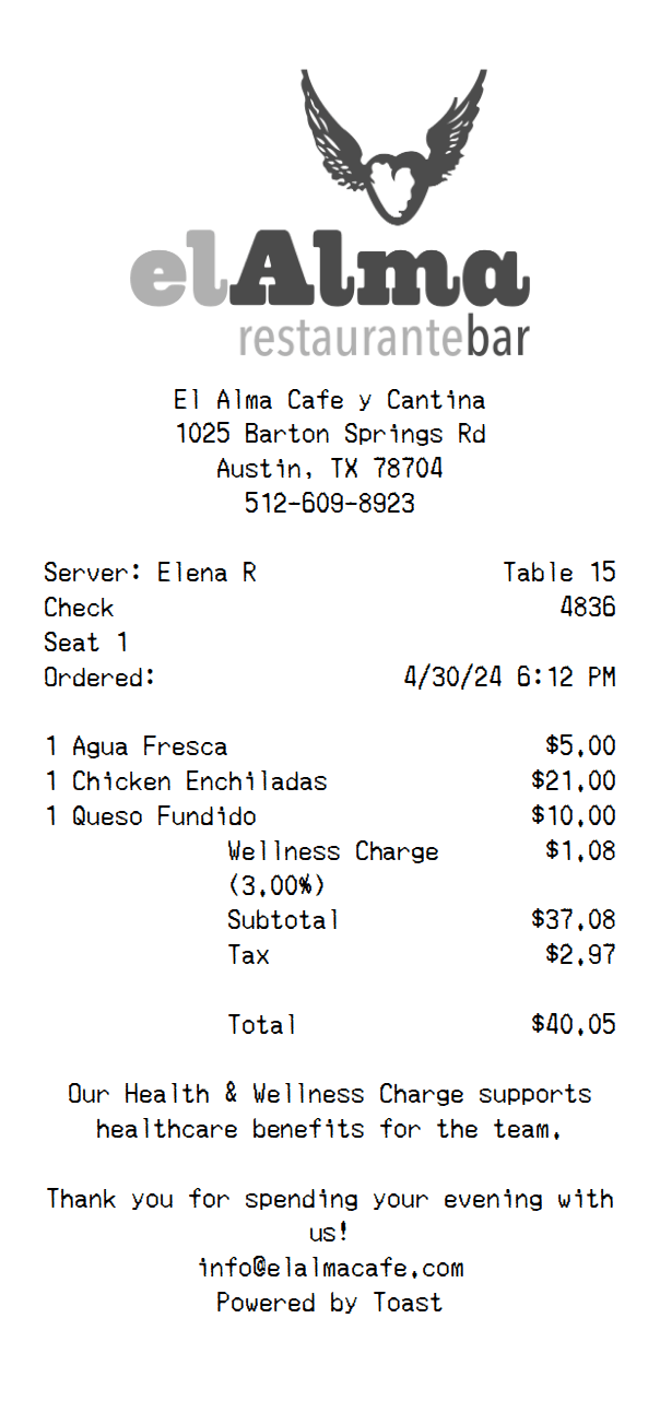 El Alma Receipt Template
