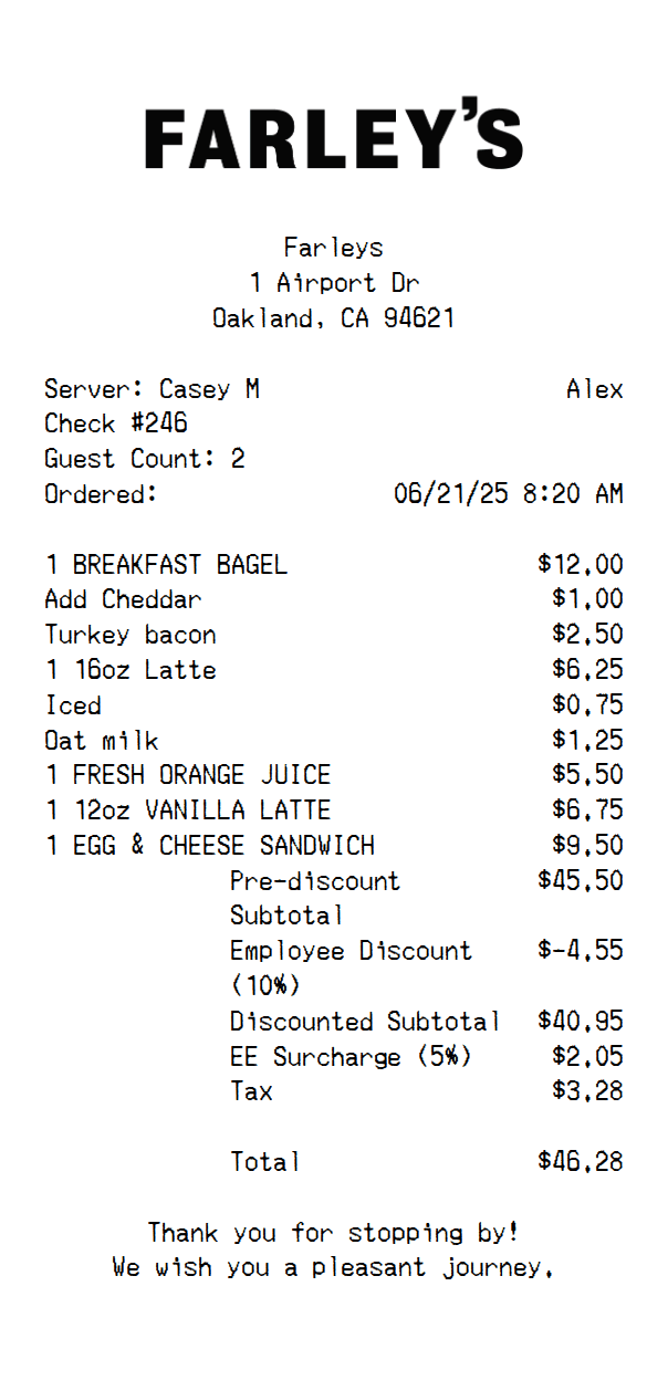 Farley's Receipt Template