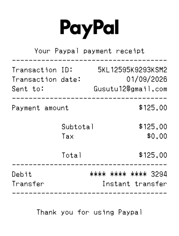 Paypal Receipt Template
